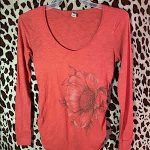 Flower Print Ruffled Maternity Shirt